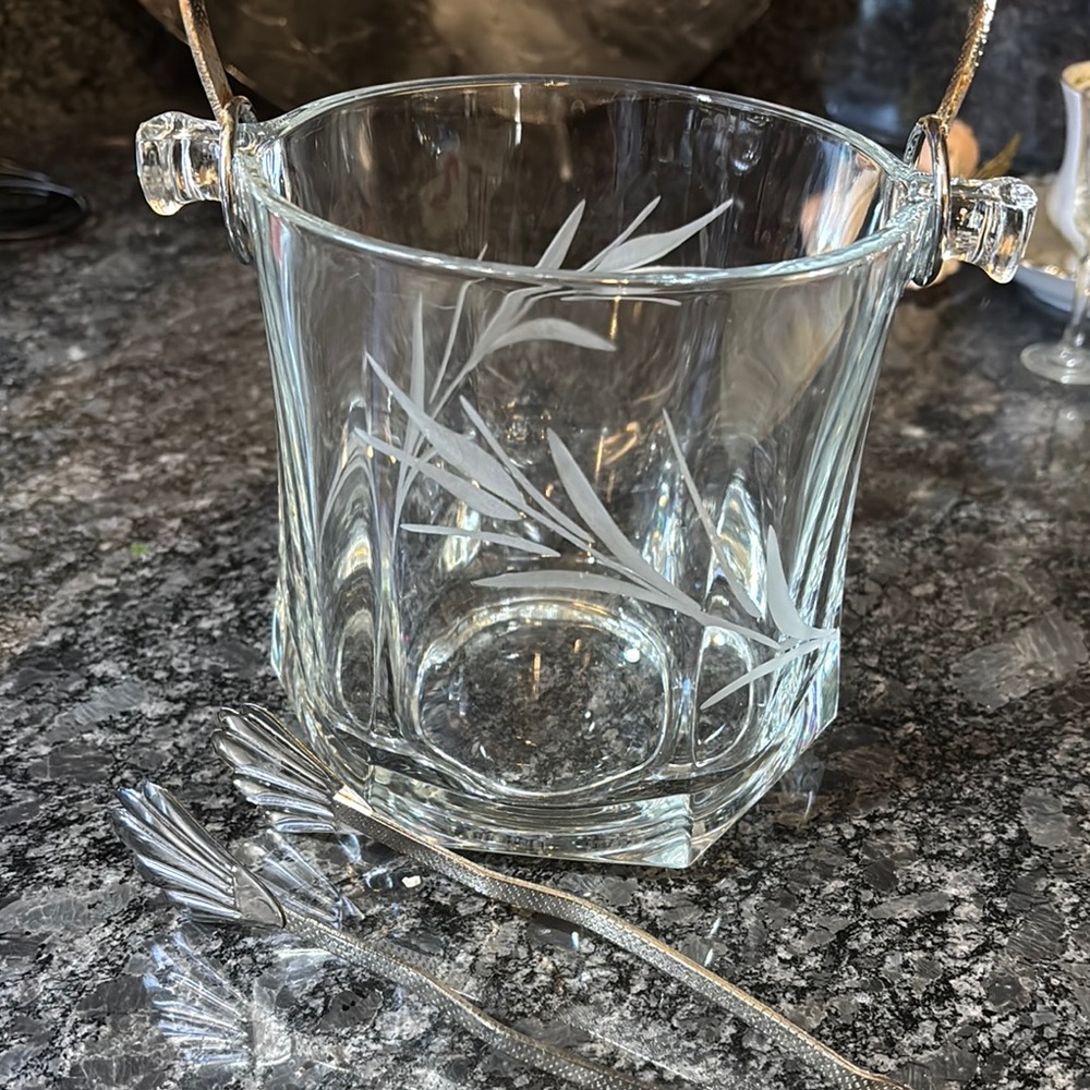 VTG Glass Ice Bucket with Tongs